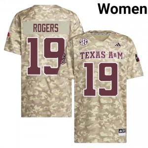Moisture Wicking Bravion Rogers #19 Texas Aggies Beige Jersey | Women High School Football Stitch Fan Gear 76473736