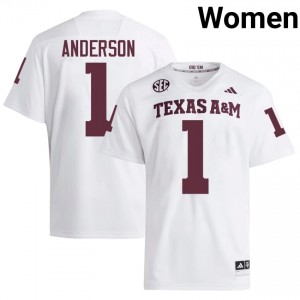 White Bryce Anderson #1 Texas Aggies Jersey | Women High School Football Moisture Wicking Stitch 49704432