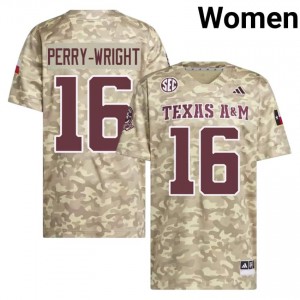 Beige Bryce Perry-Wright #16 Texas Aggies Jersey | Women Player Football Alumni Stitch 26709379