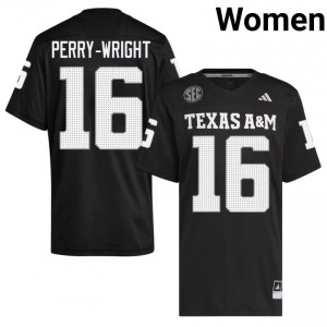 Fresh Bryce Perry-Wright #16 Texas A&M Aggies Black Jersey | Women High School Football Embroidery Fan Gear 95474116