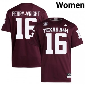 Texas A&M Aggies Bryce Perry-Wright #16 Maroon Jersey | Essential Embroidery NCAA Football Women Apparel 29925636