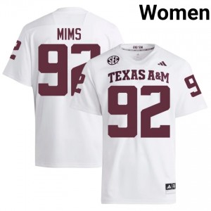 #92 CJ Mims Aggies White Jersey | Authentic Stitch Women Player Football Gear 29268772