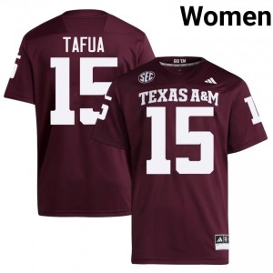 #15 Caleb Tafua Texas Aggies Maroon Jersey | Classic Embroidery Women Player Football Gear 39605070