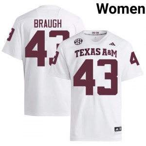 White Carter Braugh #43 Aggies Jersey | Women High School Football Licensed Stitch 60441266