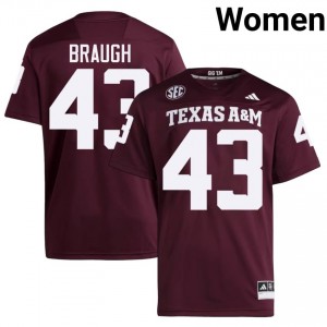 Top-Tier Carter Braugh #43 Texas Aggies Maroon Jersey | Women University Football Embroidery Fan Gear 54349263