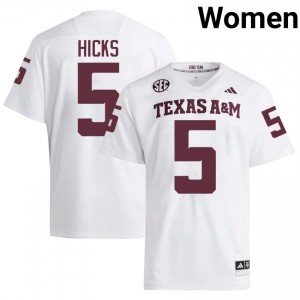 #5 DJ Hicks 12th Man White Jersey | Alumni Stitch Women Player Football Gear 19685975