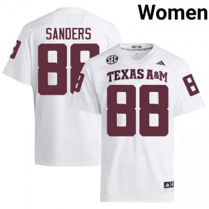 #88 DJ Sanders Aggies White Jersey | Authentic Stitch Women Player Football Gear 20544473