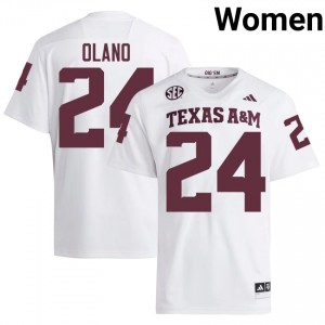 Aggies David Olano #24 White Jersey | Genuine Stitch NCAA Football Women Apparel 64144059