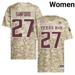 Daymion Sanford #27 Texas Aggies Jersey | Officially Licensed Beige University Football Women Stitch 49648426