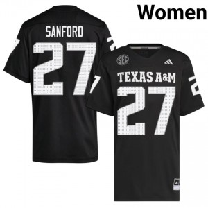 Texas A&M Aggies Daymion Sanford #27 Black Jersey | Pro-Grade Embroidery College Football Women Apparel 96425125