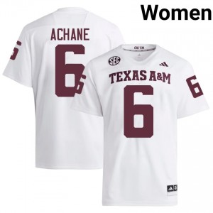 #6 De'Von Achane Texas Aggies White Jersey | Authentic Stitch Women Player Football Gear 38508524