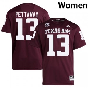 Deyjhon Pettaway #13 Texas Aggies Jersey | Pro-Grade Maroon College Football Women Embroidery 72874385