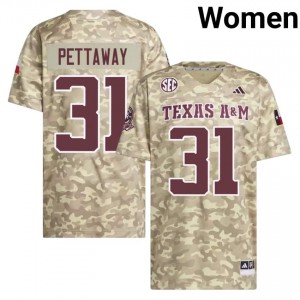 Moisture Wicking Deyjhon Pettaway #31 Texas Aggies Beige Jersey | Women High School Football Stitch Fan Gear 84445406