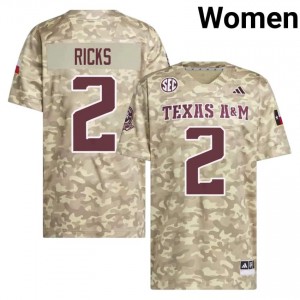 Aggies Dezz Ricks #2 Beige Jersey | Gameday Stitch College Football Women Apparel 81696969