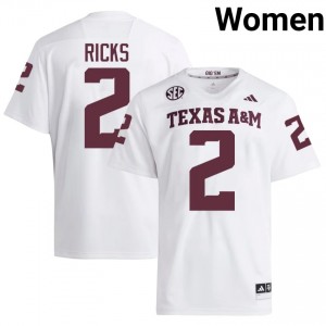 Officially Licensed Dezz Ricks #2 12th Man White Jersey | Women University Football Stitch Fan Gear 77304390