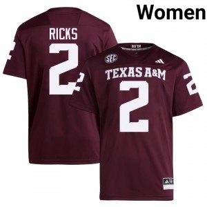 Dezz Ricks #2 Texas A&M Aggies Jersey | Pro-Grade Maroon College Football Women Embroidery 98524518