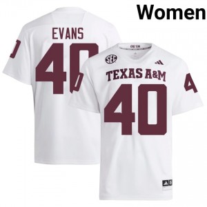 Gray Evans #40 Aggies Jersey | Gameday White College Football Women Stitch 40280577
