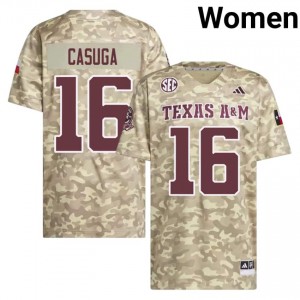 #16 Helaman Casuga Aggies Beige Jersey | Pro Cut Stitch Women NCAA Football Gear 92492071