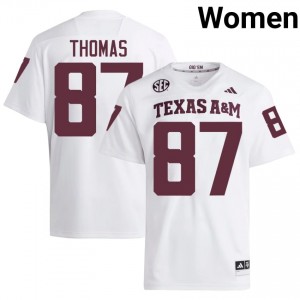 12th Man Houston Thomas #87 White Jersey | Genuine Stitch NCAA Football Women Apparel 91999923