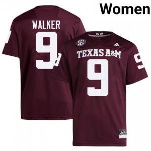 Maroon Jahdae Walker #9 Texas A&M Aggies Jersey | Women High School Football Fresh Embroidery 66188548