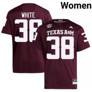 Durable Jared White #38 Texas A&M Aggies Maroon Jersey | Women University Football Embroidery Fan Gear 43307789