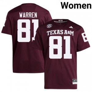 Top-Tier Jayden Warren #81 Texas A&M Aggies Maroon Jersey | Women University Football Embroidery Fan Gear 19653818