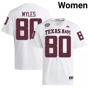 Officially Licensed Jerome Myles #80 Texas Aggies White Jersey | Women University Football Stitch Fan Gear 54146207