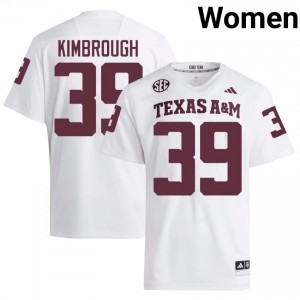 Officially Licensed John Kimbrough #39 Texas Aggies White Jersey | Women University Football Stitch Fan Gear 62774325