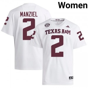 White Johnny Manziel #2 12th Man Jersey | Women High School Football Moisture Wicking Stitch 27879382