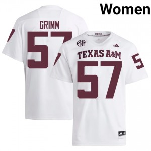 Moisture Wicking Jonas Grimm #57 Texas Aggies White Jersey | Women High School Football Stitch Fan Gear 77246026