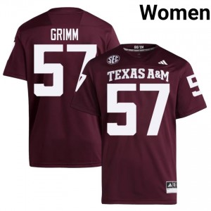 Jonas Grimm #57 Texas A&M Aggies Jersey | Durable Maroon University Football Women Embroidery 58426391