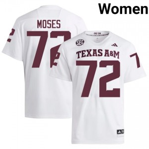 Joshua Moses #72 Aggies Jersey | Iconic White College Football Women Stitch 17229302