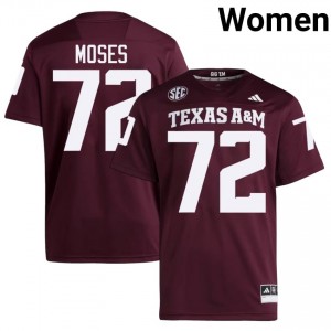 Texas Aggies Joshua Moses #72 Maroon Jersey | Essential Embroidery NCAA Football Women Apparel 40941492
