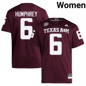 Top-Tier Julio Humphrey #6 Texas Aggies Maroon Jersey | Women University Football Embroidery Fan Gear 60352304