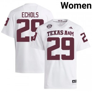 #29 Justin Echols Texas Aggies White Jersey | Alumni Stitch Women Player Football Gear 74994750