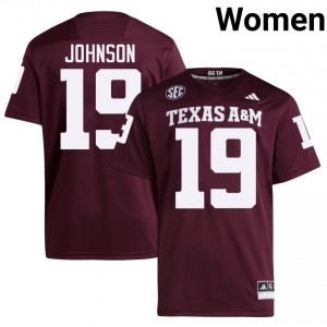 Durable KK Johnson #19 Texas A&M Aggies Maroon Jersey | Women University Football Embroidery Fan Gear 26301069