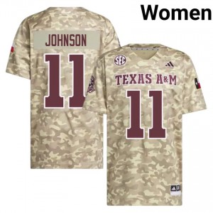 #11 Kelshaun Johnson Aggies Beige Jersey | Genuine Stitch Women NCAA Football Gear 41687369