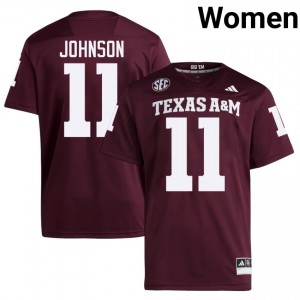 Maroon Kelshaun Johnson #11 Texas A&M Aggies Jersey | Women High School Football Limited Embroidery 43835673