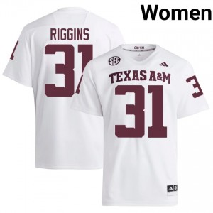 White Kelvion Riggins #31 12th Man Jersey | Women High School Football Licensed Stitch 53187832