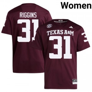 Top-Tier Kelvion Riggins #31 Texas A&M Aggies Maroon Jersey | Women University Football Embroidery Fan Gear 52996889