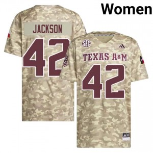 Kendall Jackson #42 67th Man Jersey | Elite Thread Beige University Football Women Stitch 74436817