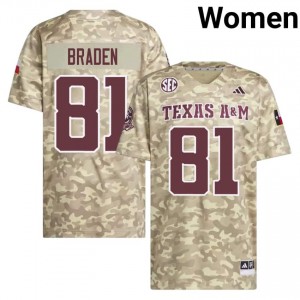 #81 Luke Braden 95th Man Beige Jersey | Genuine Stitch Women NCAA Football Gear 90893488