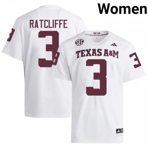 Marcus Ratcliffe #3 Aggies Jersey | Gameday White College Football Women Stitch 39860493