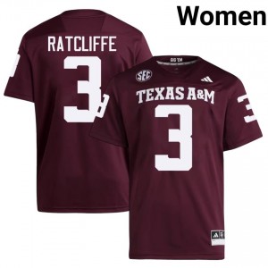 Texas Aggies Marcus Ratcliffe #3 Maroon Jersey | Premium Embroidery NCAA Football Women Apparel 43639354