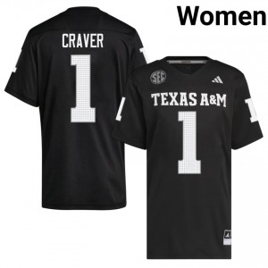 Fresh Mario Craver #1 Texas A&M Aggies Black Jersey | Women High School Football Embroidery Fan Gear 84206859
