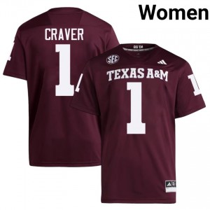 Maroon Mario Craver #1 Texas Aggies Jersey | Women High School Football Limited Embroidery 10588427