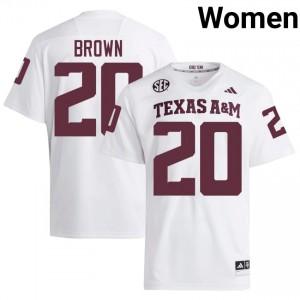 Officially Licensed Mike Brown #20 12th Man White Jersey | Women University Football Stitch Fan Gear 53466836