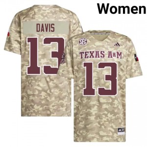 Beige Myles Davis #13 Aggies Jersey | Women Player Football Alumni Stitch 58854973