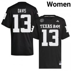 Fresh Myles Davis #13 Texas Aggies Black Jersey | Women High School Football Embroidery Fan Gear 81847218