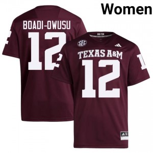 Durable Nana Boadi-Owusu #12 Texas A&M Aggies Maroon Jersey | Women University Football Embroidery Fan Gear 42410948